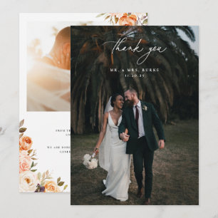 Carte De Remerciements Terre Automne Floral Mariage Photo