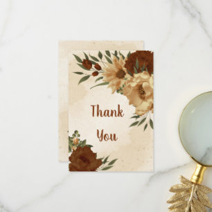 Carte De Remerciements terre cuite rustique tonalité de terre floral
