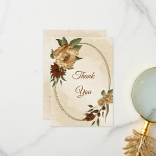 Carte De Remerciements terre cuite rustique tonalité de terre floral