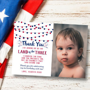 Carte De Remerciements Terre Des Trois Du 3 Juillet Photo Anniversaire
