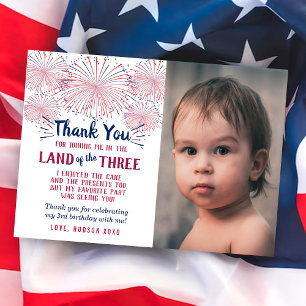 Carte De Remerciements Terre Des Trois Du 3 Juillet Photo Anniversaire
