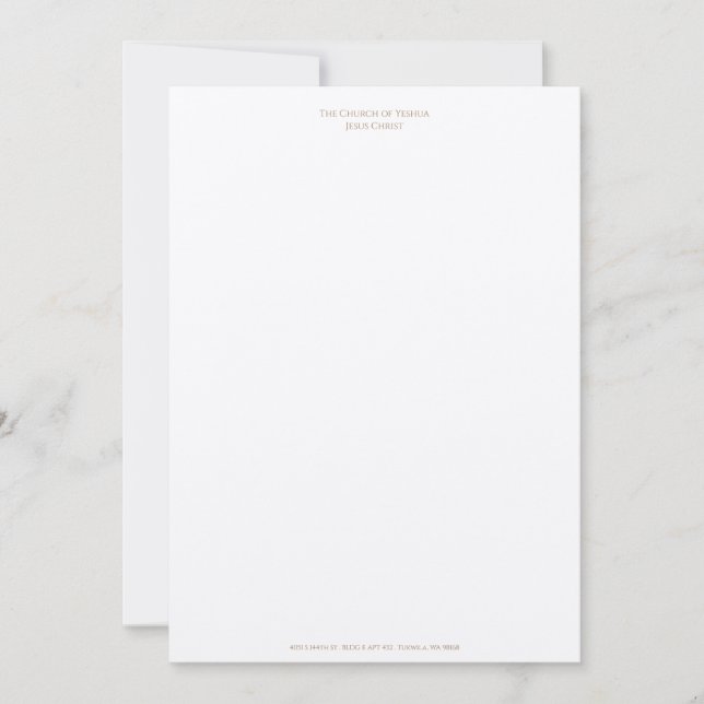 Carte De Remerciements Tête de lettre pour l'Église de Yeshua Jésus Chris (Devant)