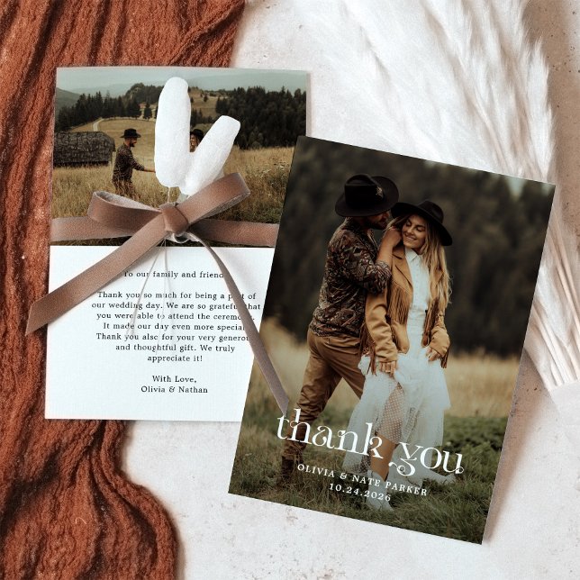 Carte De Remerciements Texte chic et beau | Mariage photo Classy Two (Créateur téléchargé)
