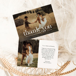Carte De Remerciements Texte chic et beau Mariage photo Classy Two
