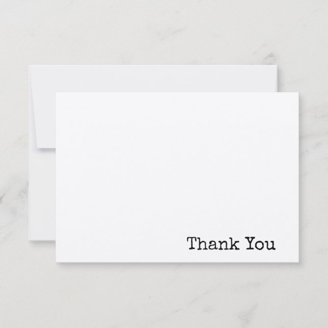 Carte De Remerciements texte de machine à écrire moderne minimal simple p (Devant)