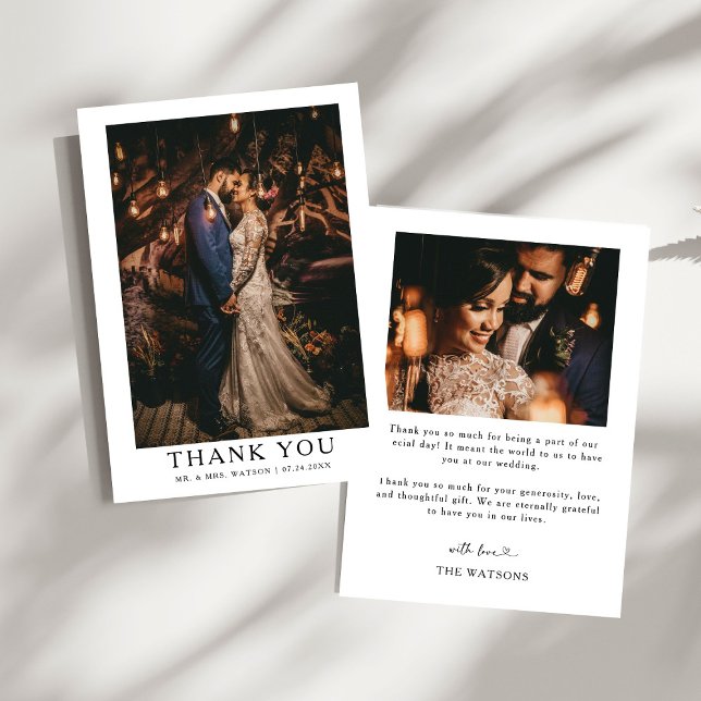 Carte De Remerciements Texte Élégant Simple et Remerciement de Mariage av (Créateur téléchargé)