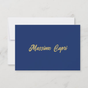 Carte De Remerciements Texte en gras de couleur or bleu foncé minimaliste