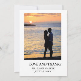 Carte De Remerciements Texte et image mariage simple et élégant