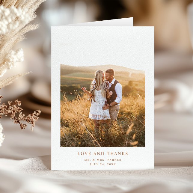 Carte De Remerciements Texte et photo en terre cuite simple et élégant |  (Créateur téléchargé)