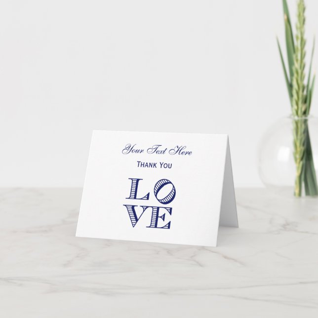 Carte De Remerciements Texte graphique LOVE - Bleu (Devant)