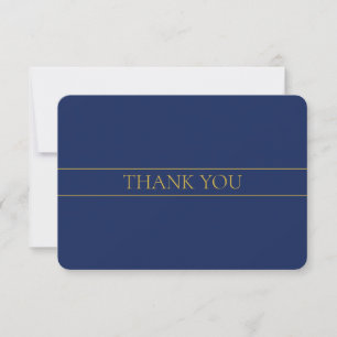 Carte De Remerciements Texte Or Personnalisé Classique & Bleu Marine