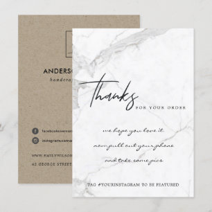 CARTE DE REMERCIEMENTS TEXTURE EN PIERRE MARBRE LOGO D'ENTREPRISE