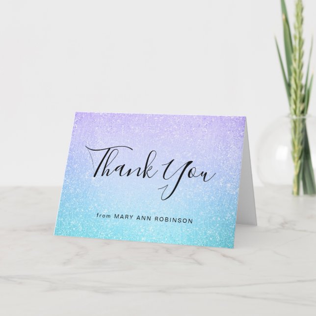 Carte De Remerciements THANK U Purple Turquoise Bat mitzvah Paint (Devant)