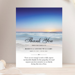 Carte De Remerciements Thank You Beach Ocean Funeral Photo Sympathy Grief