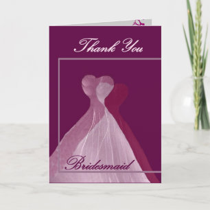 Carte De Remerciements THANK YOU Bridesmaid Pink and Magenta Gowns