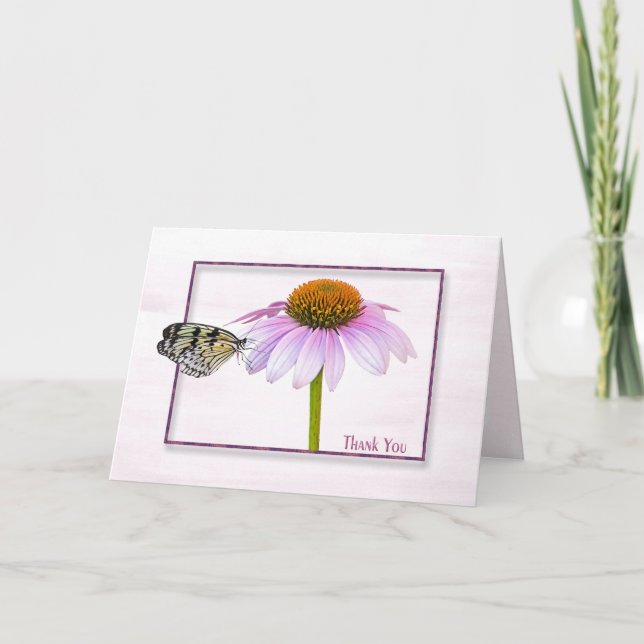 Carte De Remerciements Thank You Butterfly on Cone Flower (Devant)