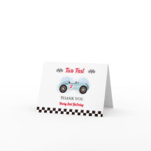 Thank you card 2nd Birthday Too Fast, Vintage Race