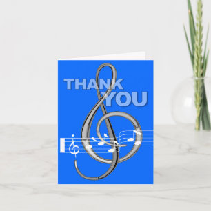 Carte De Remerciements Thank You Card G Clef Music Note bleue