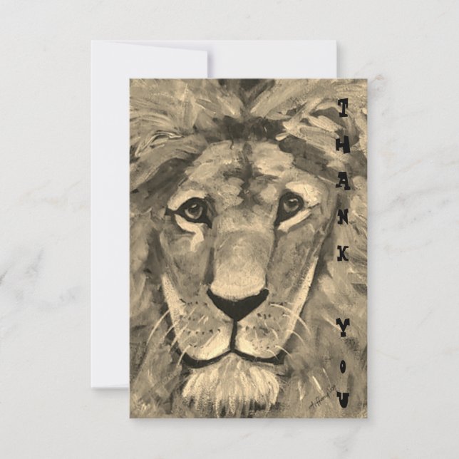 Carte De Remerciements Thank You card with blank inside Lion  (Devant)