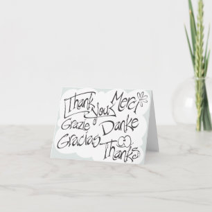 Carte De Remerciements Thank You, Gracias, Merci, Thanks, Black & White