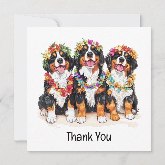 Carte De Remerciements Thank You Hawaiian Bernese Mountain Dogs (Devant)