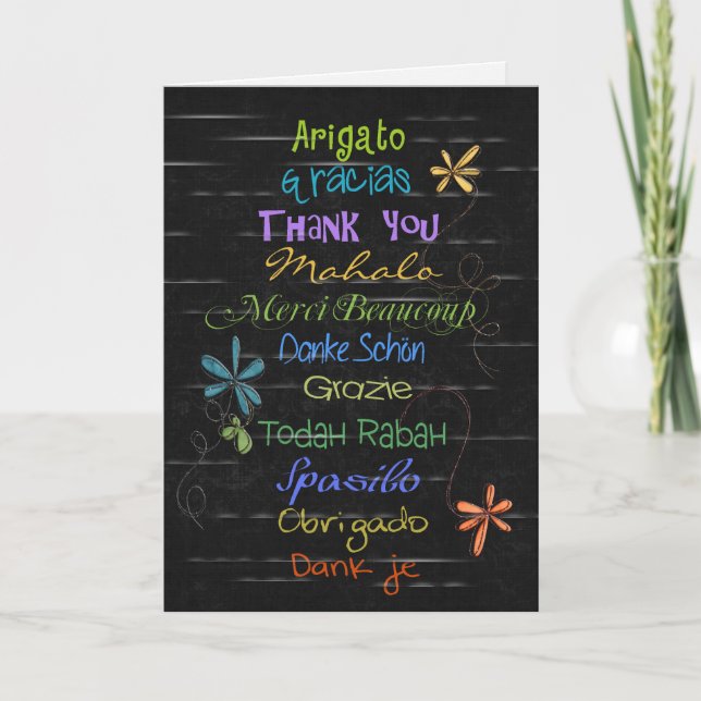 Carte De Remerciements Thank You in foreign languages (Devant)