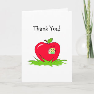 Carte De Remerciements Thank You - Little Bug in Bright Red Apple House