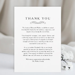 Carte De Remerciements Thank you - Memorial Funeral White Card