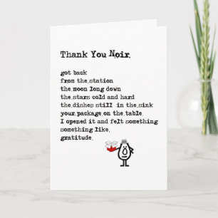 Carte De Remerciements Thank You Noir - a funny thank you poem