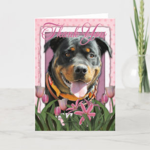 Carte De Remerciements Thank You - Pink Tulips - Rottweiler - SambaParTi