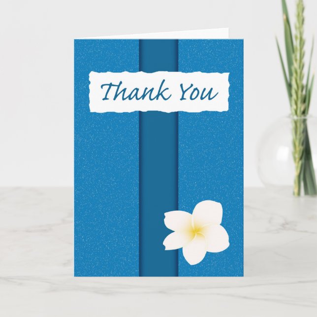 Carte De Remerciements Thank You : Plumeria over Blue (Devant)