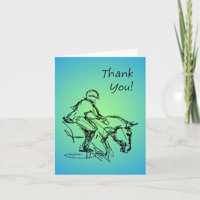 Carte De Remerciements Thank You Pony ! Bleu vert (Devant)