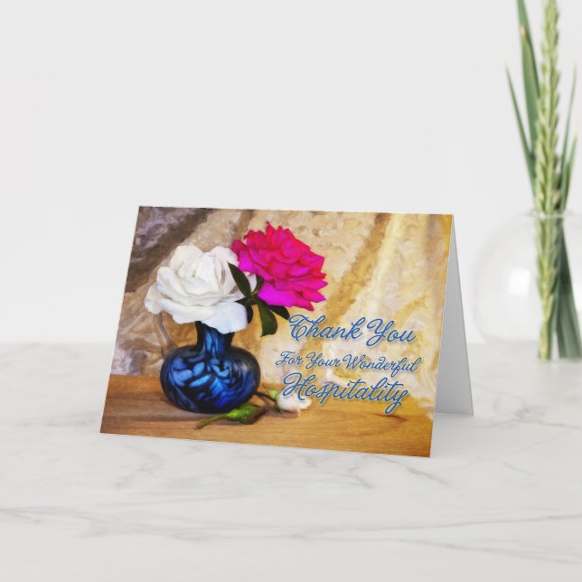 Carte De Remerciements Thank you roses for hospitality (Devant)