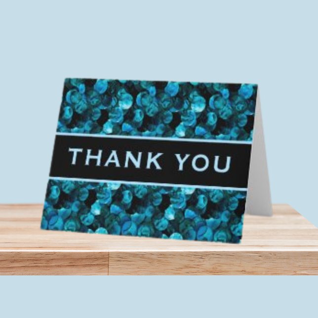 Carte De Remerciements Thank You Swirls Blue Aqua Teal and Black  (Créateur téléchargé)