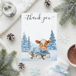 Carte De Remerciements Thanks Cow Calf Christmas Winter 