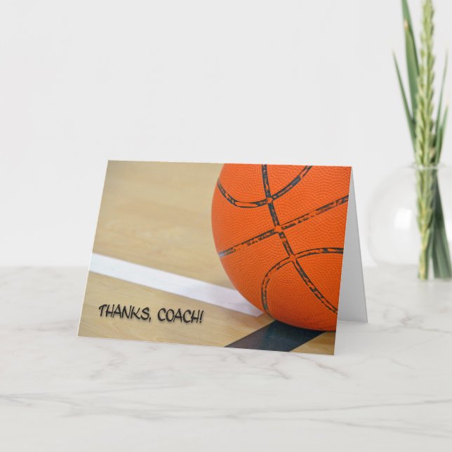Carte De Remerciements Thanks for Basketball Coach (Devant)