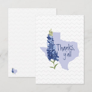 Carte De Remerciements Thanks Y'all Bluebonnet Texas