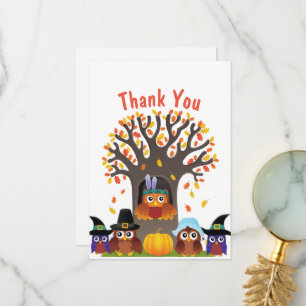 Carte De Remerciements Thanksgiving arbre avec choux mignons