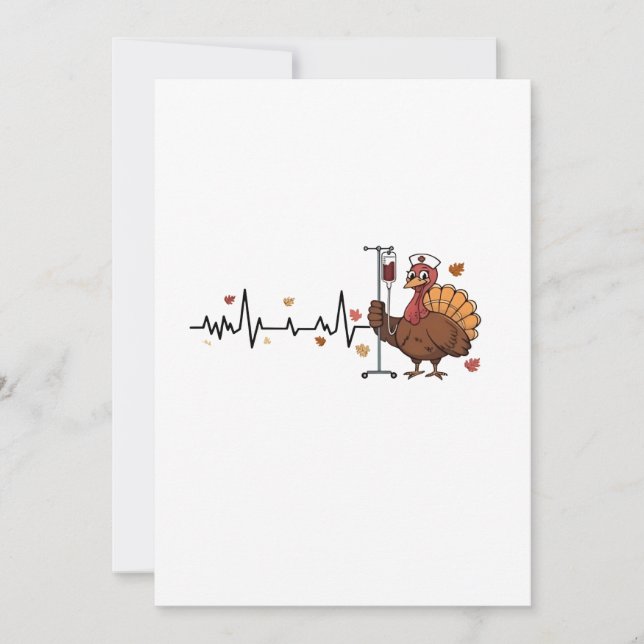 Carte De Remerciements Thanksgiving Heartbeat Turkey Nurse Pulse Fall RN (Devant)