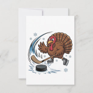Carte De Remerciements Thanksgiving Hockey sur glace Hockey Turquie Gobbl