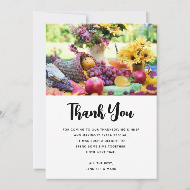 Carte De Remerciements Thanksgiving Holiday Autumn Harvest Table (Devant)