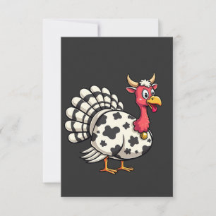Carte De Remerciements Thanksgiving Turkey Moo Cow Head Fundy Fall Family
