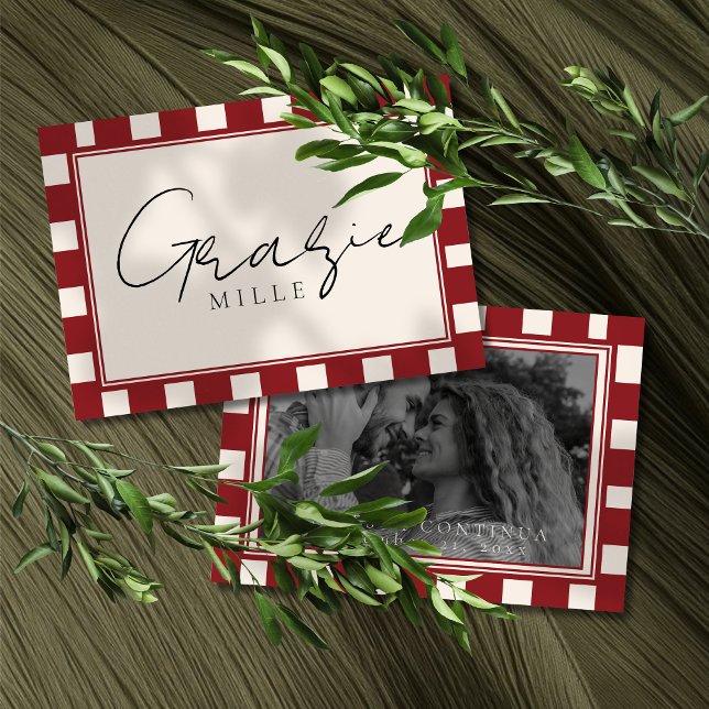 Carte De Remerciements That's Amore Red Checkered Bridal Shower  (Thank guests from your Italian Bridal Shower with this That's Amore Red Checkered Card!)