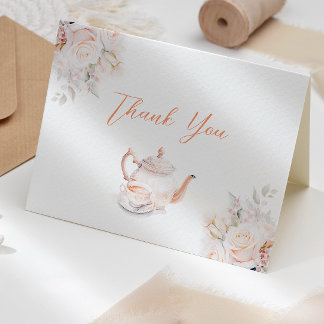 Carte De Remerciements Thé à la fête des fleurs pastel pour mariage