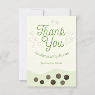 Carte De Remerciements Thé aux perles vert axolotl mignon Par-thée Enfant