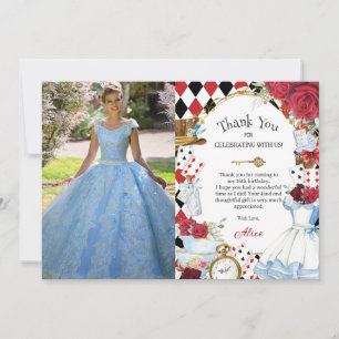 Carte De Remerciements Thé de fête d'anniversaire aux roses d'Alice au pa
