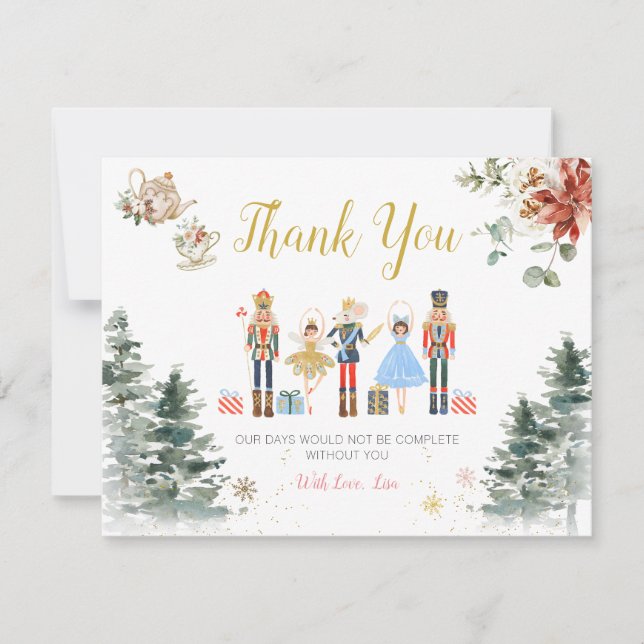 Carte De Remerciements Thé de mariage de Noël Casse-Noisette (Devant)