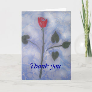 Carte De Remerciements The Marbling of art red rose thank you card