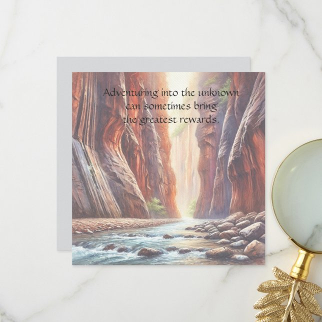 Carte De Remerciements The Narrows / Zion National Park & Quote (Devant/Arrière en situation)