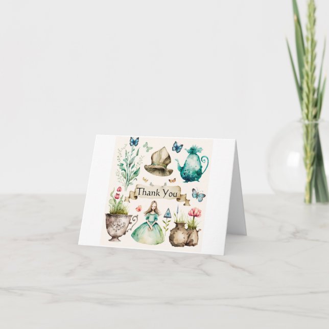 Carte De Remerciements Thème Alice (Devant)